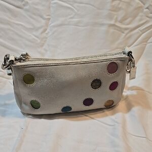 Coach Green and White Polka Dot Clutch Wristlet